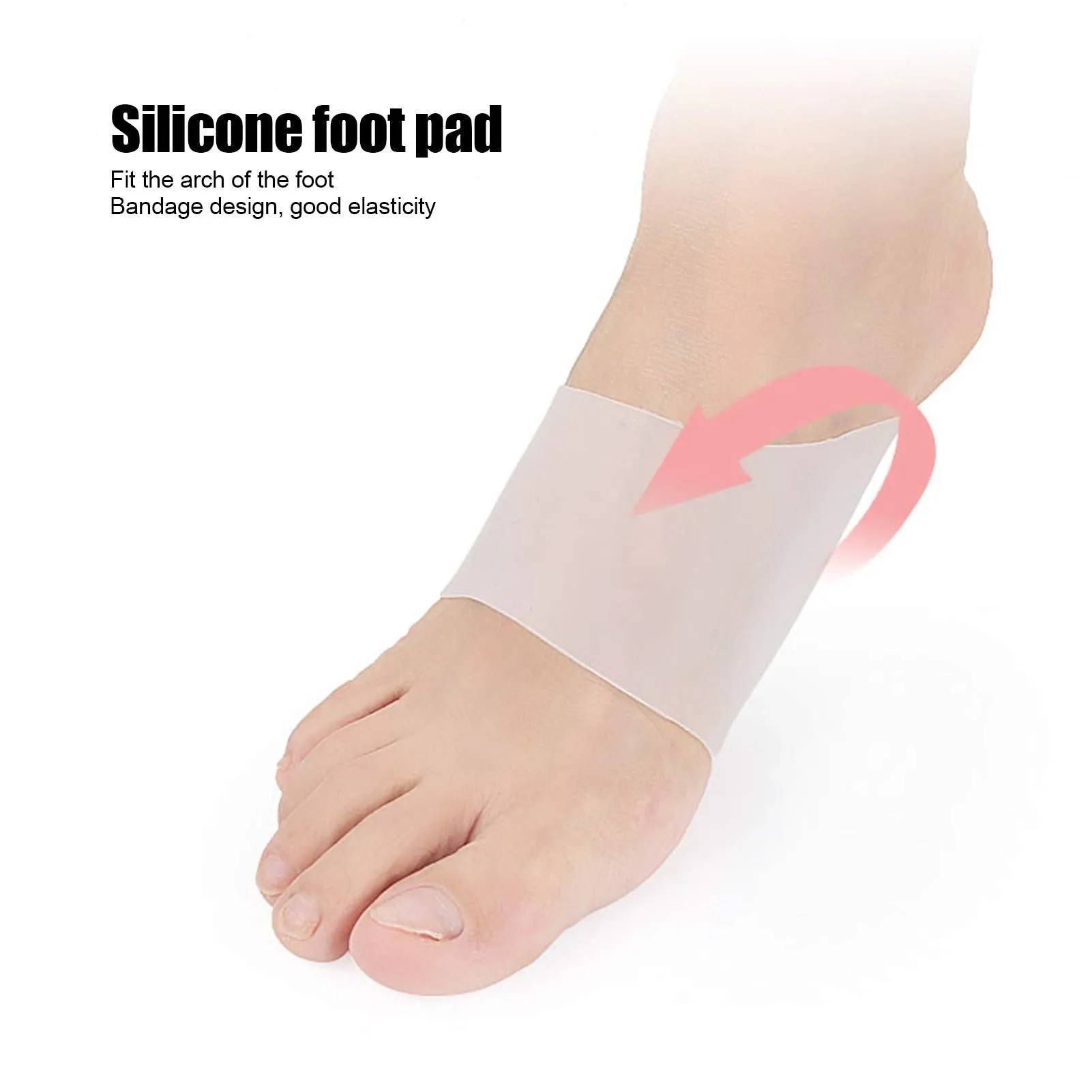 Arch Support Pad, 2 Pairs Arch Support Silicone Flatfoot Insole Elastic Orthopedic Shoe Pad Footbed Enhancer