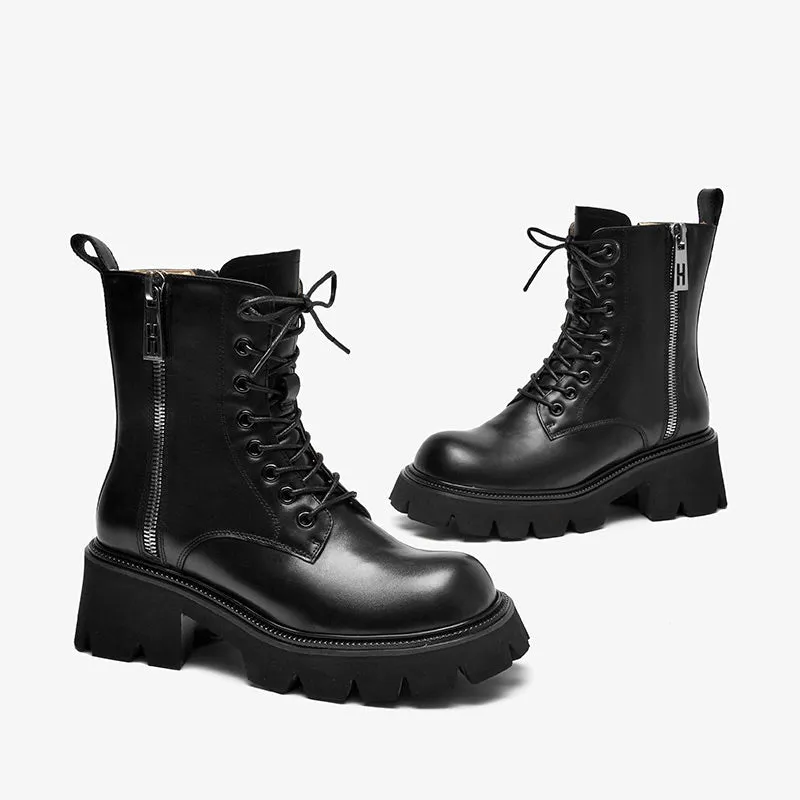 BeauToday Motorcycle Boots for Women with Double Side Zipper