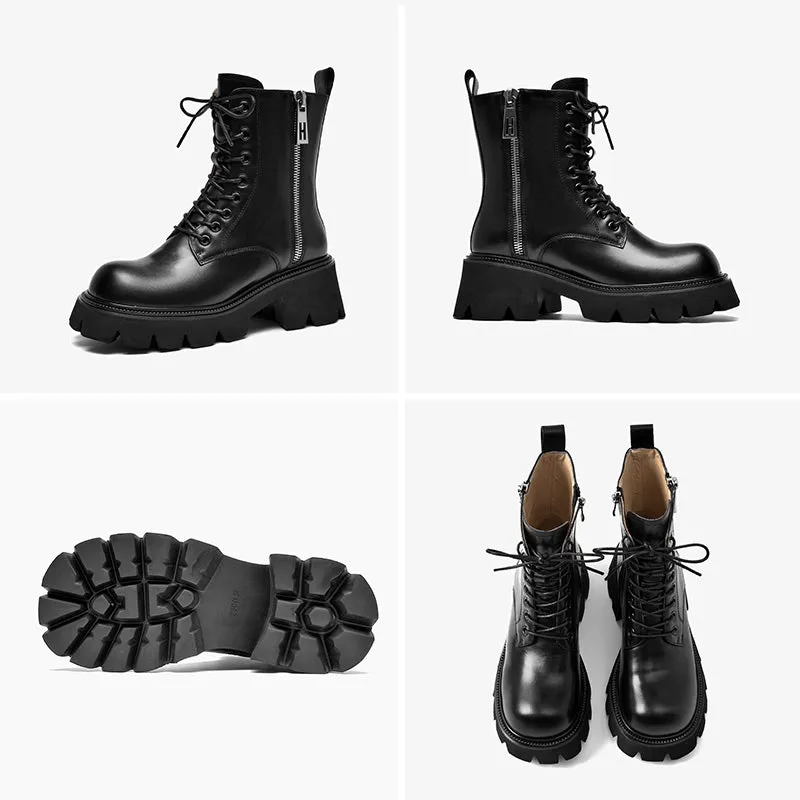 BeauToday Motorcycle Boots for Women with Double Side Zipper