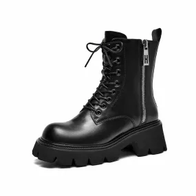 BeauToday Motorcycle Boots for Women with Double Side Zipper