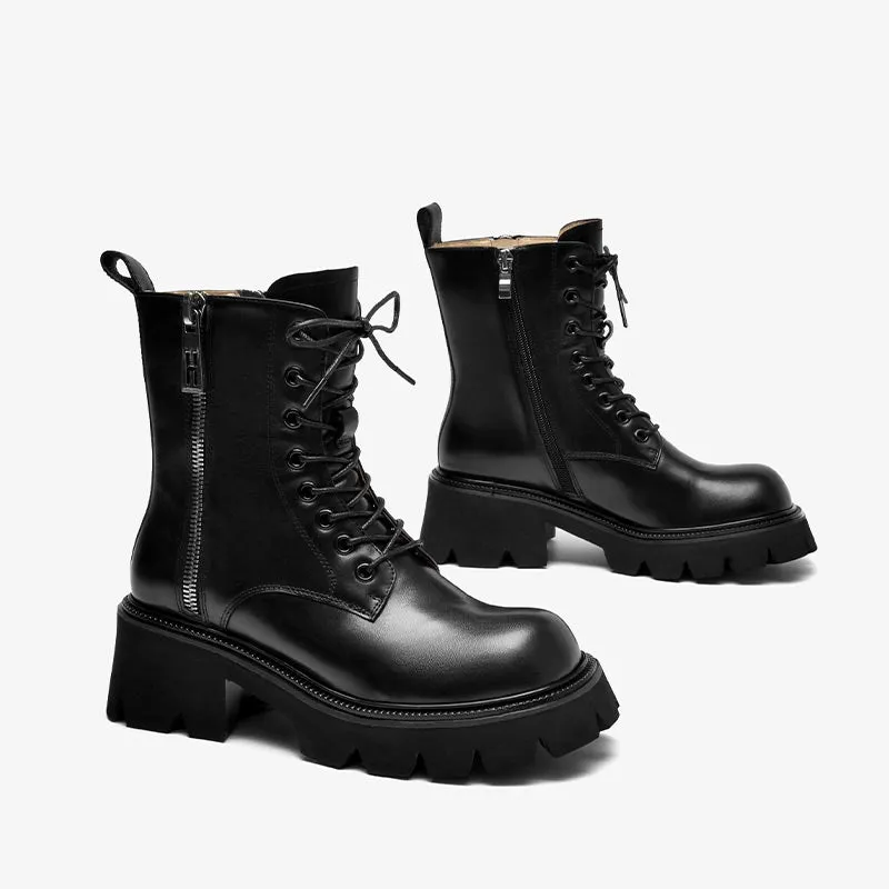 BeauToday Motorcycle Boots for Women with Double Side Zipper