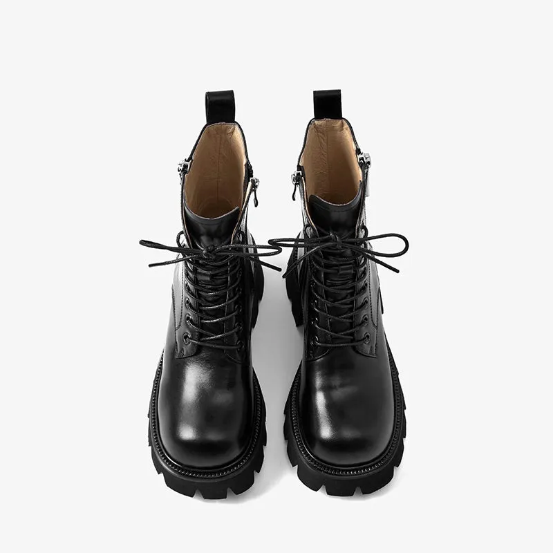 BeauToday Motorcycle Boots for Women with Double Side Zipper