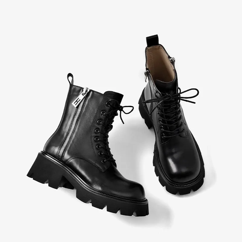 BeauToday Motorcycle Boots for Women with Double Side Zipper
