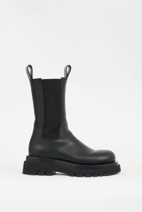 Black Leather Lug Chelsea Boot