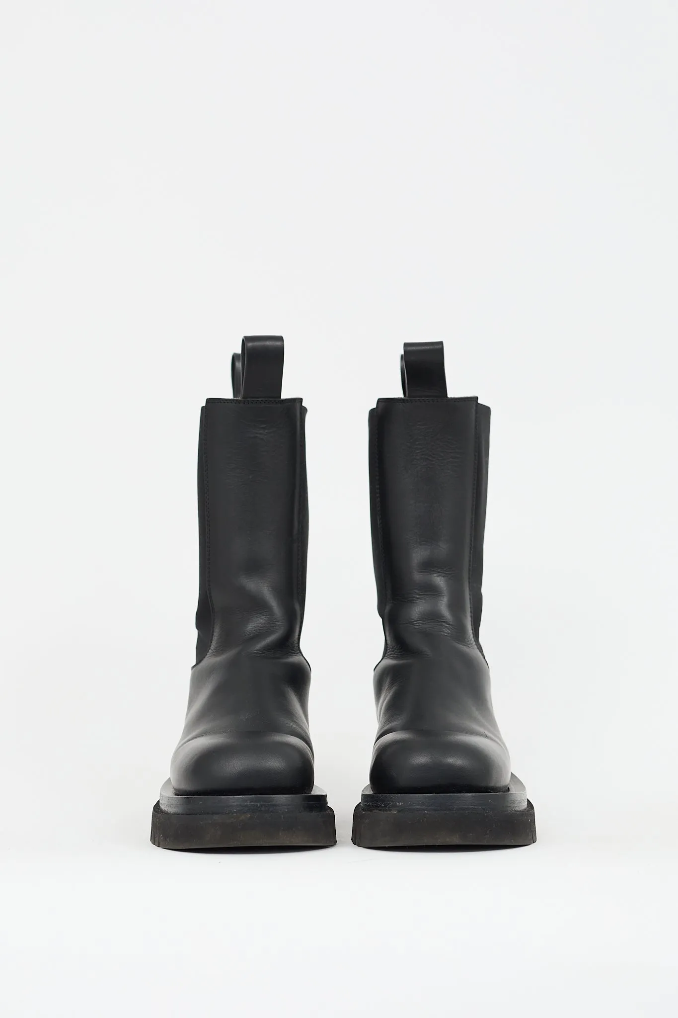 Black Leather Lug Chelsea Boot