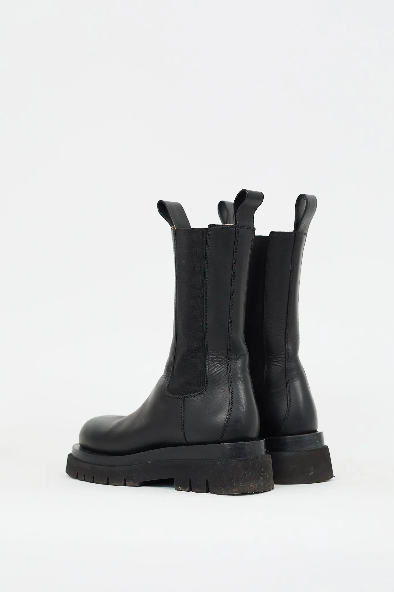 Black Leather Lug Chelsea Boot