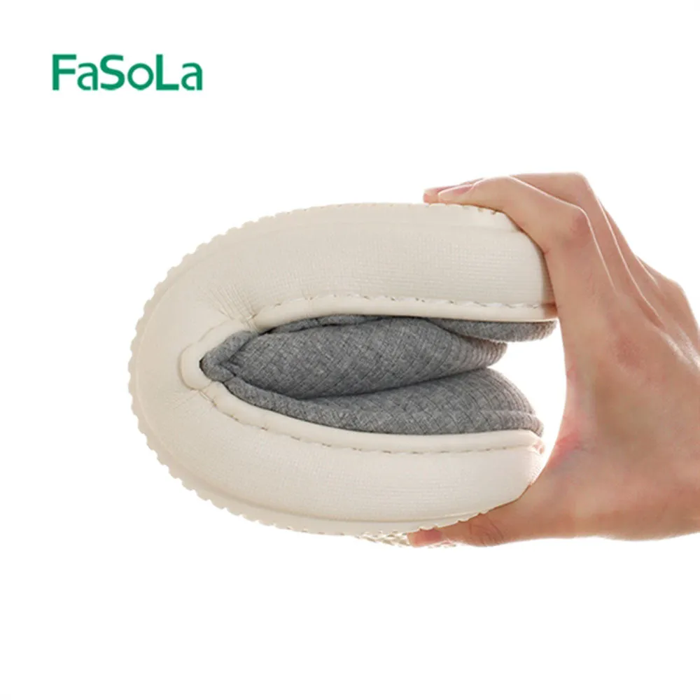 FaSoLa EVA Thick-Soled Cotton Slippers - Light Gray, Size 44/45