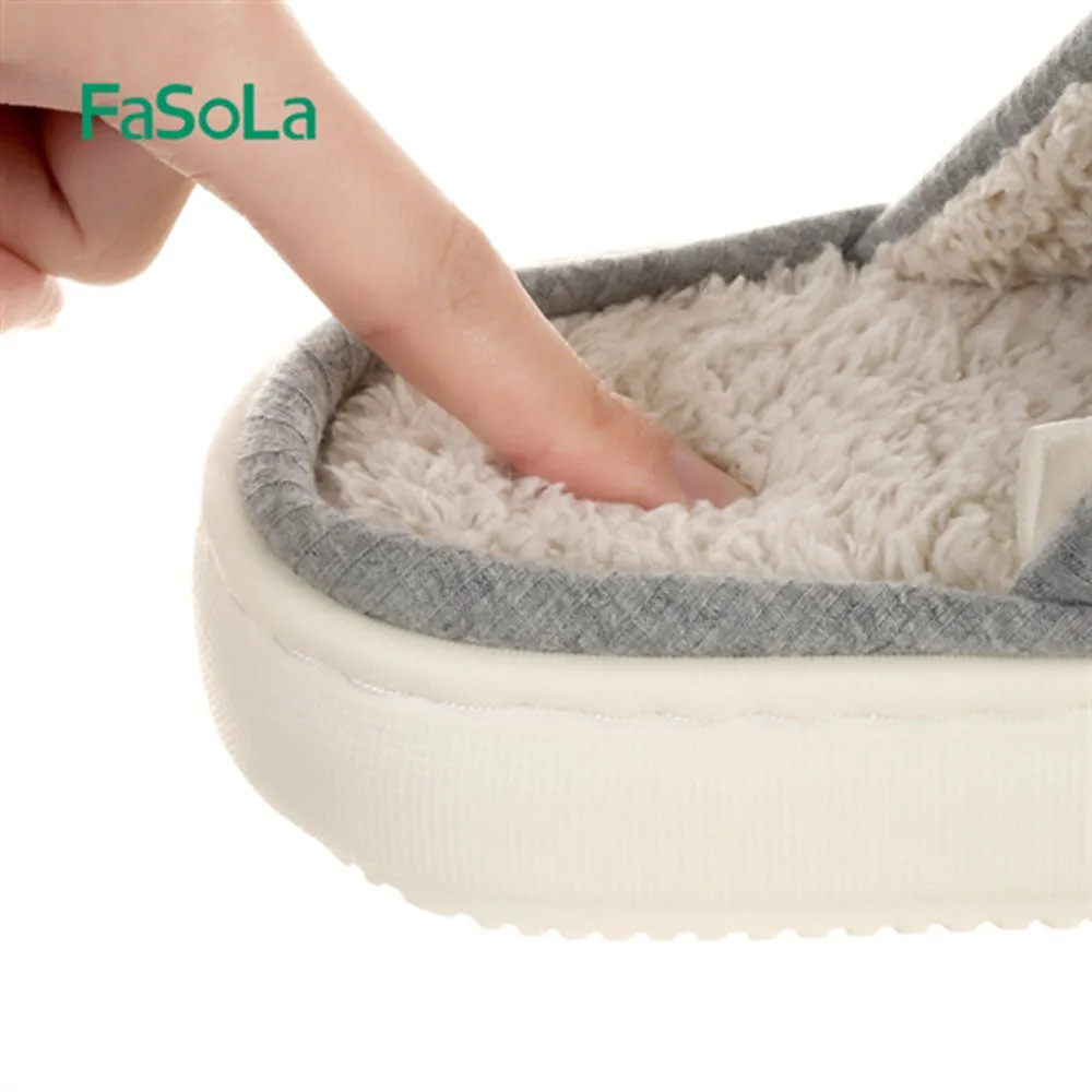 FaSoLa EVA Thick-Soled Cotton Slippers - Light Gray, Size 44/45