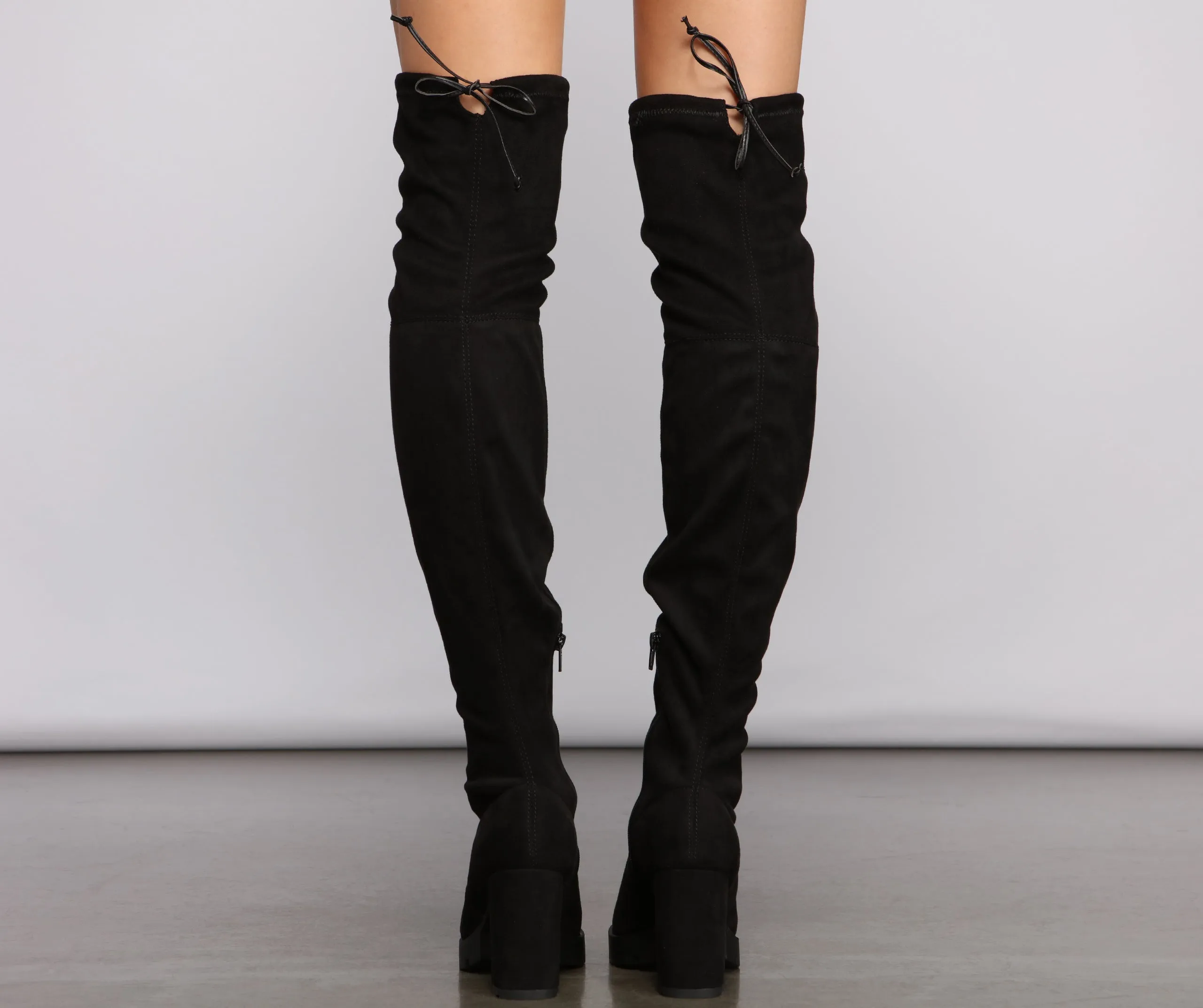 Faux Suede Over The Knee Lug Sole Boots