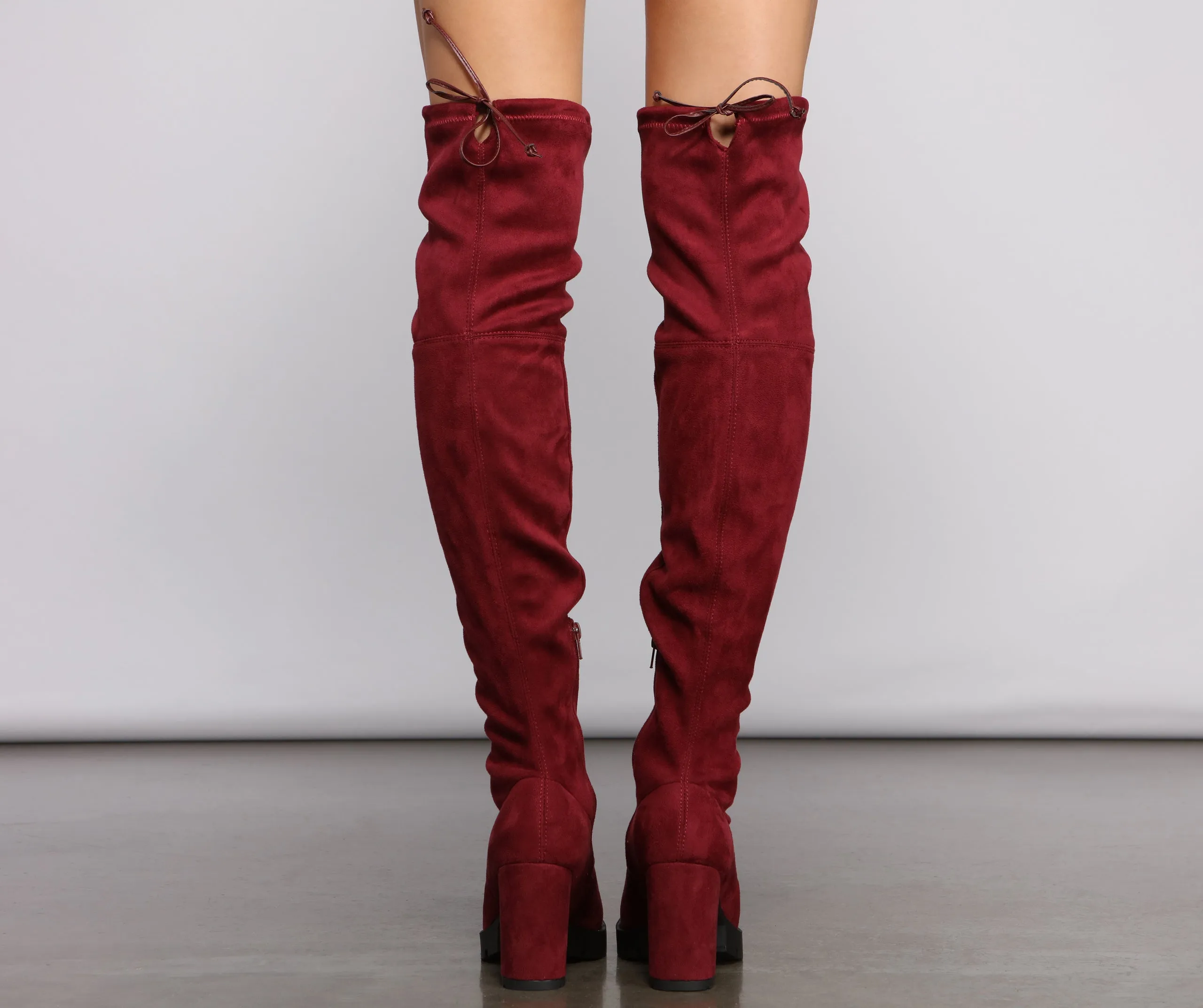 Faux Suede Over The Knee Lug Sole Boots