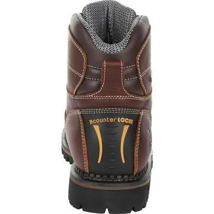 Georgia Men's Amp LT Low-Heel Logger 6" Waterproof Work Boot - Brown - GB00270