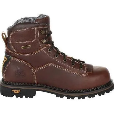 Georgia Men's Amp LT Low-Heel Logger 6" Waterproof Work Boot - Brown - GB00270