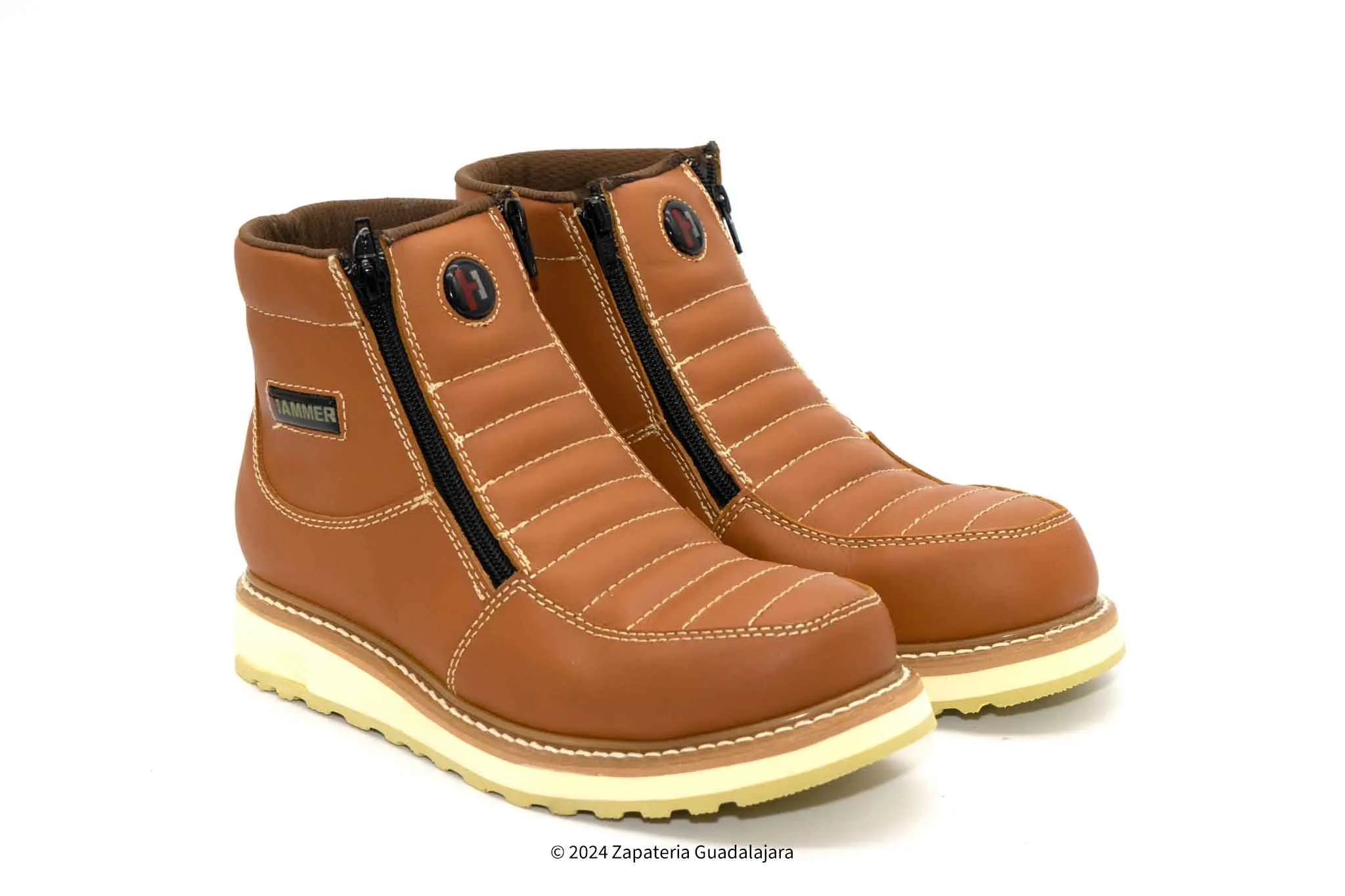 HM339 MEN 6" SOFT TOE DOUBLE ZIPPER HABANA LEATHER WORK BOOT