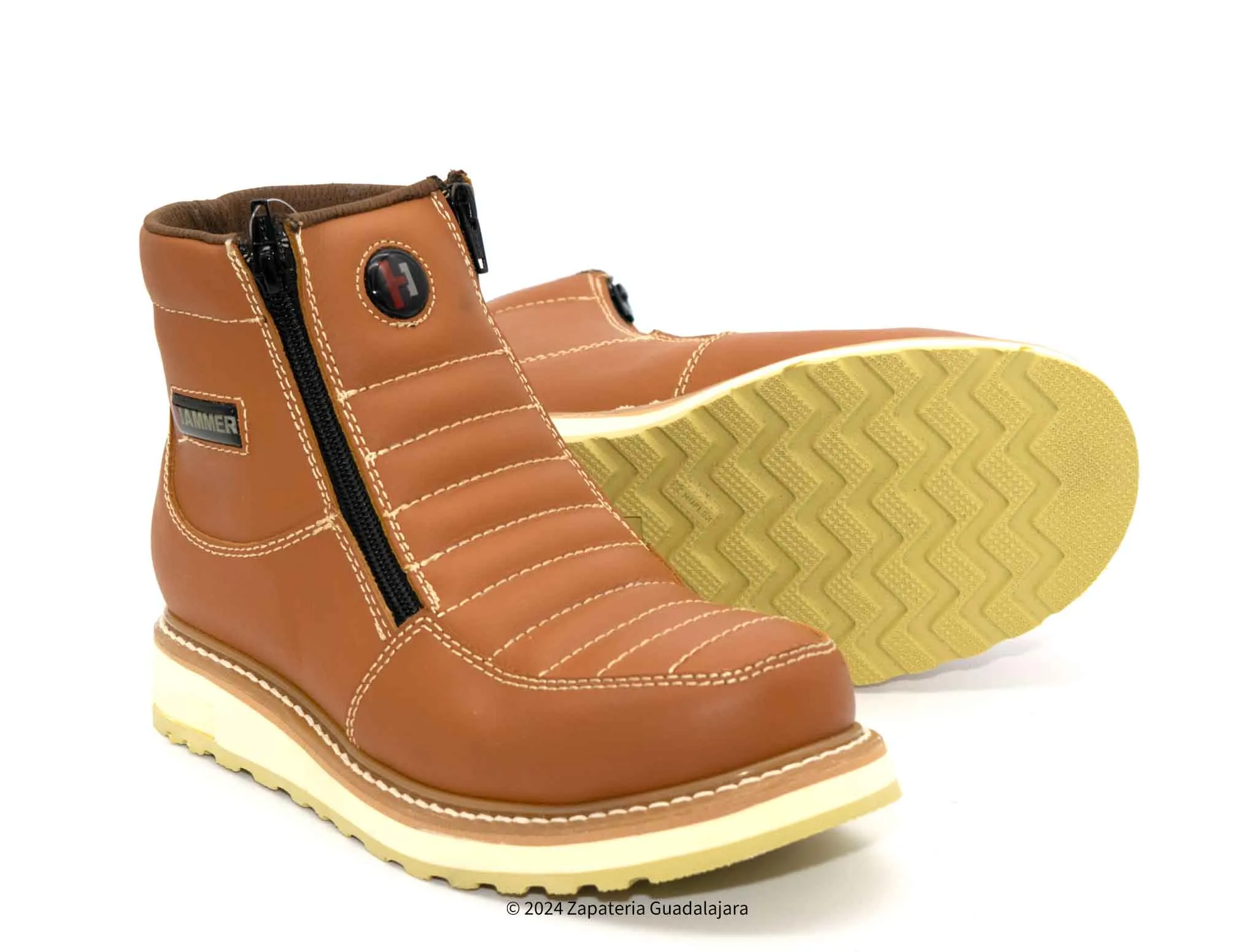 HM339 MEN 6" SOFT TOE DOUBLE ZIPPER HABANA LEATHER WORK BOOT