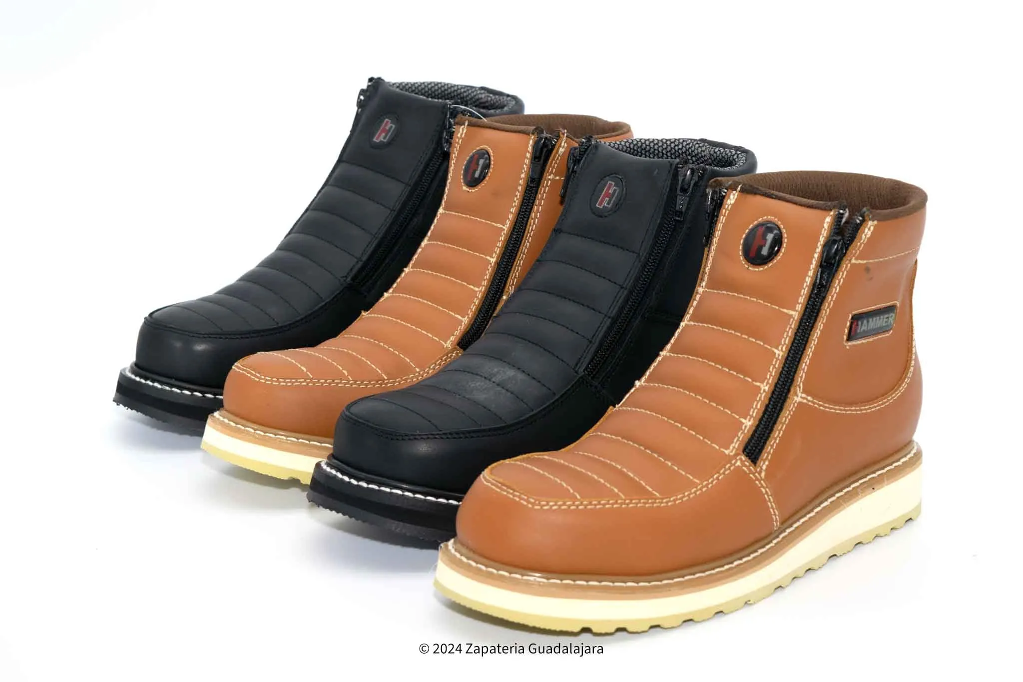 HM339 MEN 6" SOFT TOE DOUBLE ZIPPER HABANA LEATHER WORK BOOT