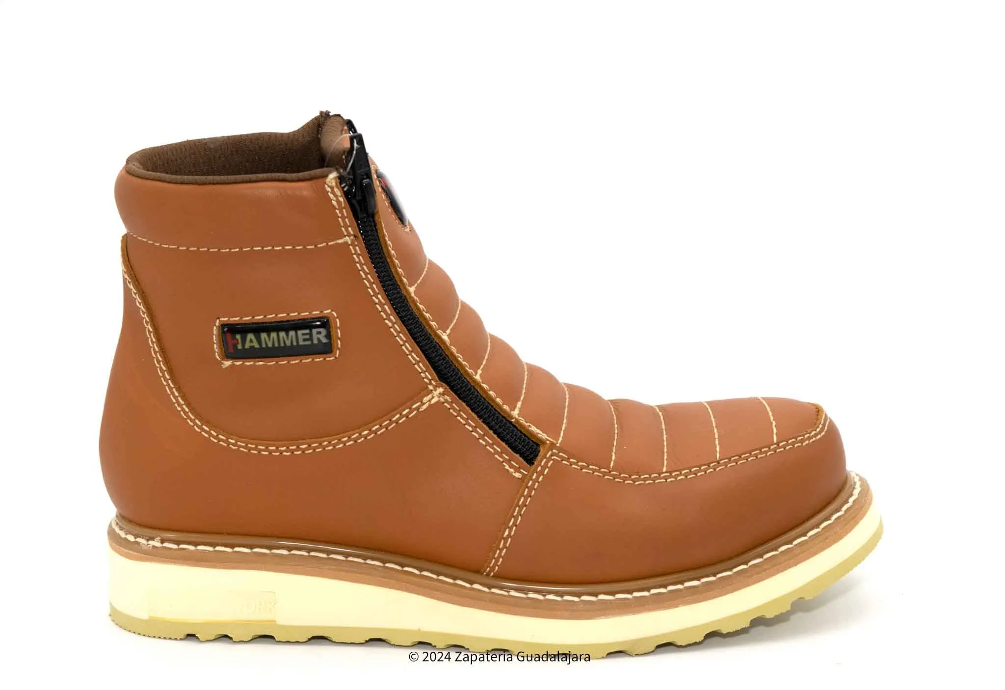 HM339 MEN 6" SOFT TOE DOUBLE ZIPPER HABANA LEATHER WORK BOOT