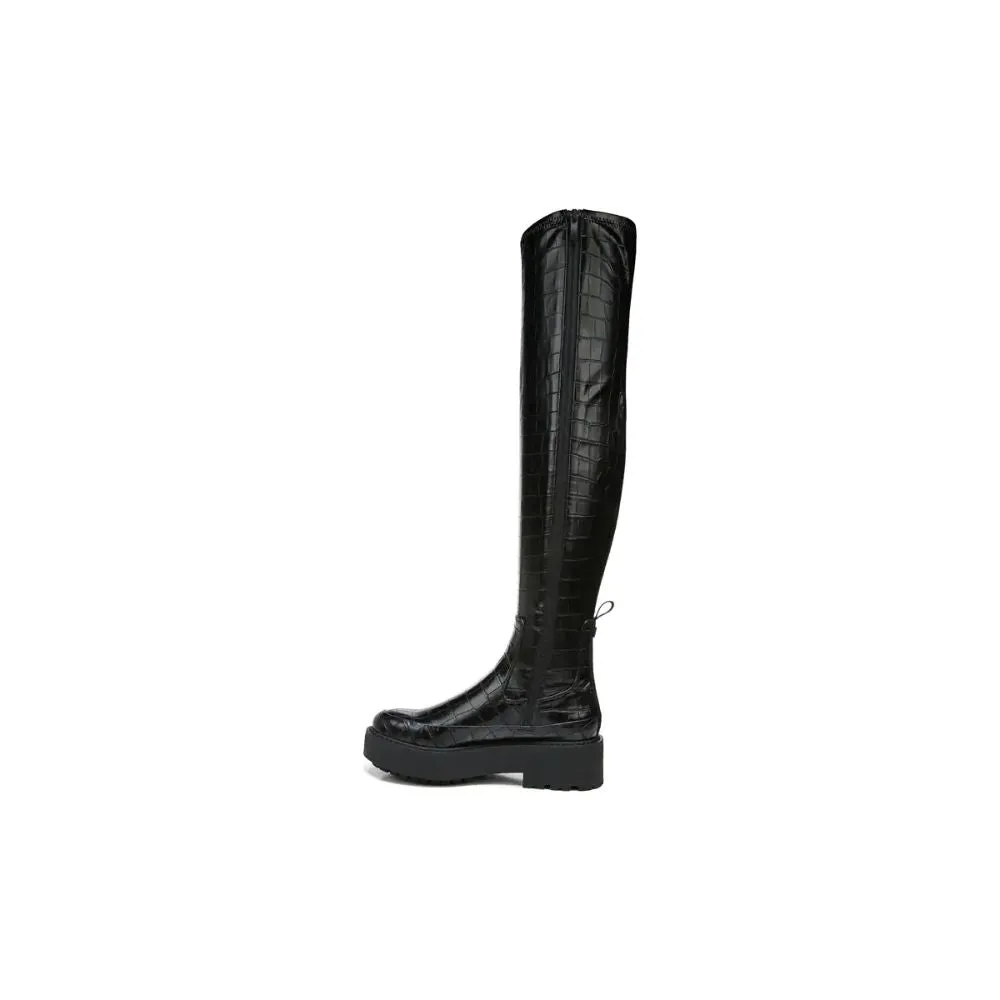 Janna Black Crocodile Faux Leather Franco Sarto Boots