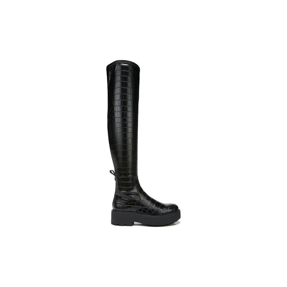 Janna Black Crocodile Faux Leather Franco Sarto Boots