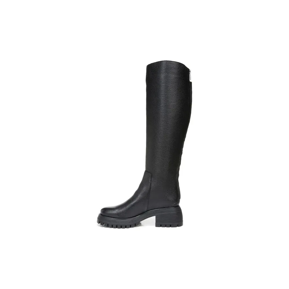 Julie Black Leather Wide Calf Franco Sarto Boots