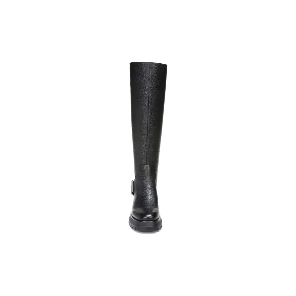 Julie Black Leather Wide Calf Franco Sarto Boots