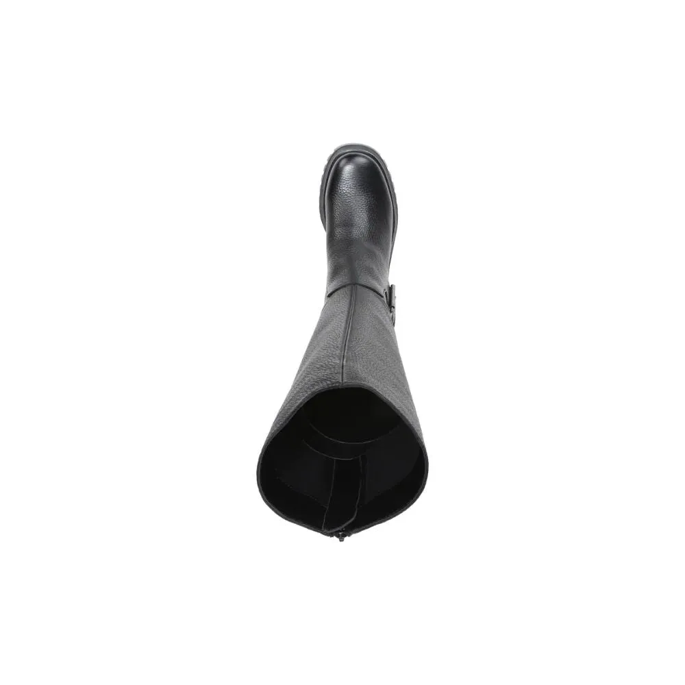 Julie Black Leather Wide Calf Franco Sarto Boots