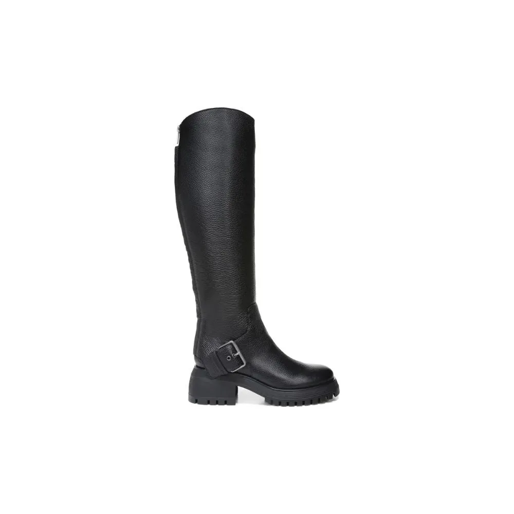 Julie Black Leather Wide Calf Franco Sarto Boots