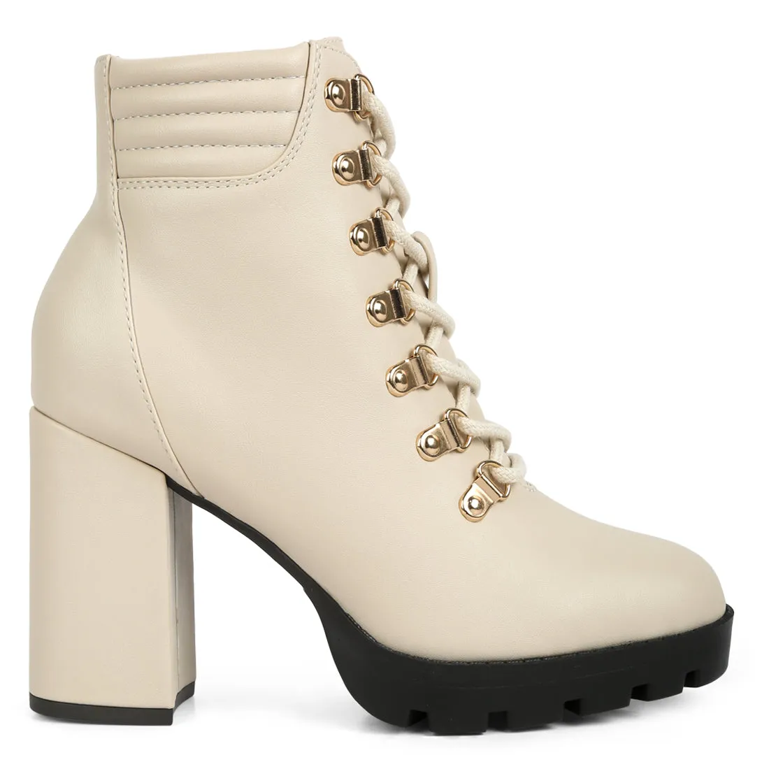 Lace Up Block Heel Boots