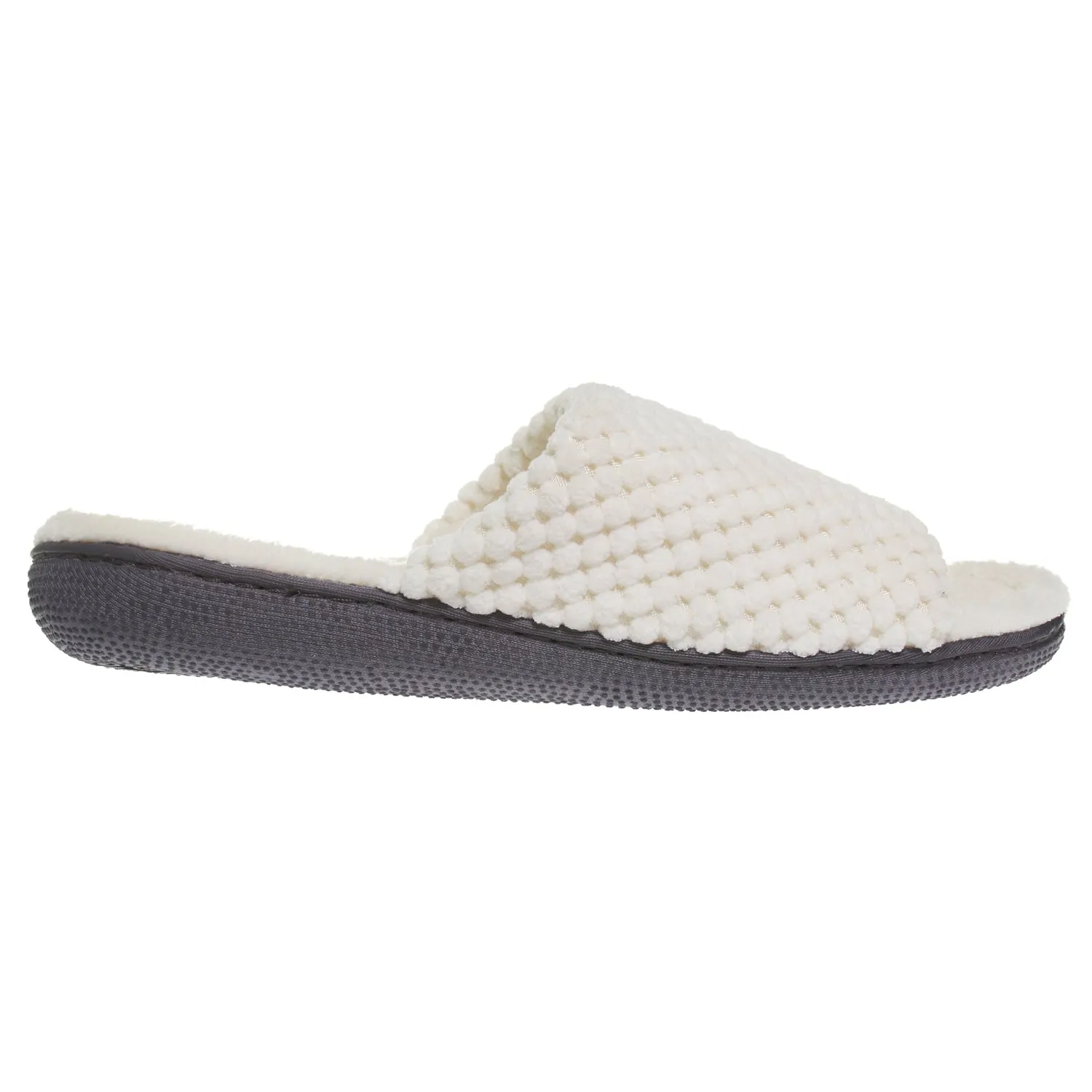 Laura Ashley Womens Ladies Luxury Spa Rugged Memory Foam Open Toe Slippers
