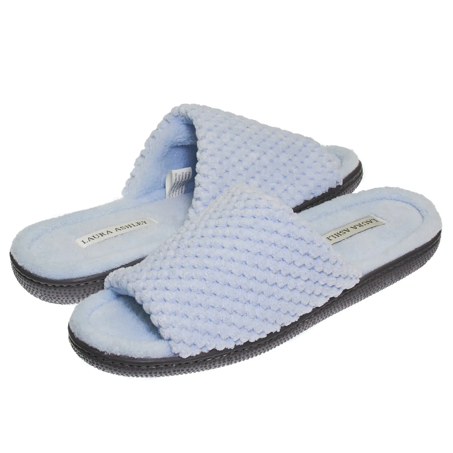 Laura Ashley Womens Ladies Luxury Spa Rugged Memory Foam Open Toe Slippers