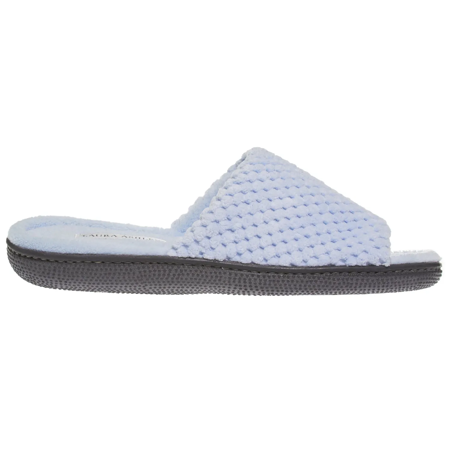 Laura Ashley Womens Ladies Luxury Spa Rugged Memory Foam Open Toe Slippers