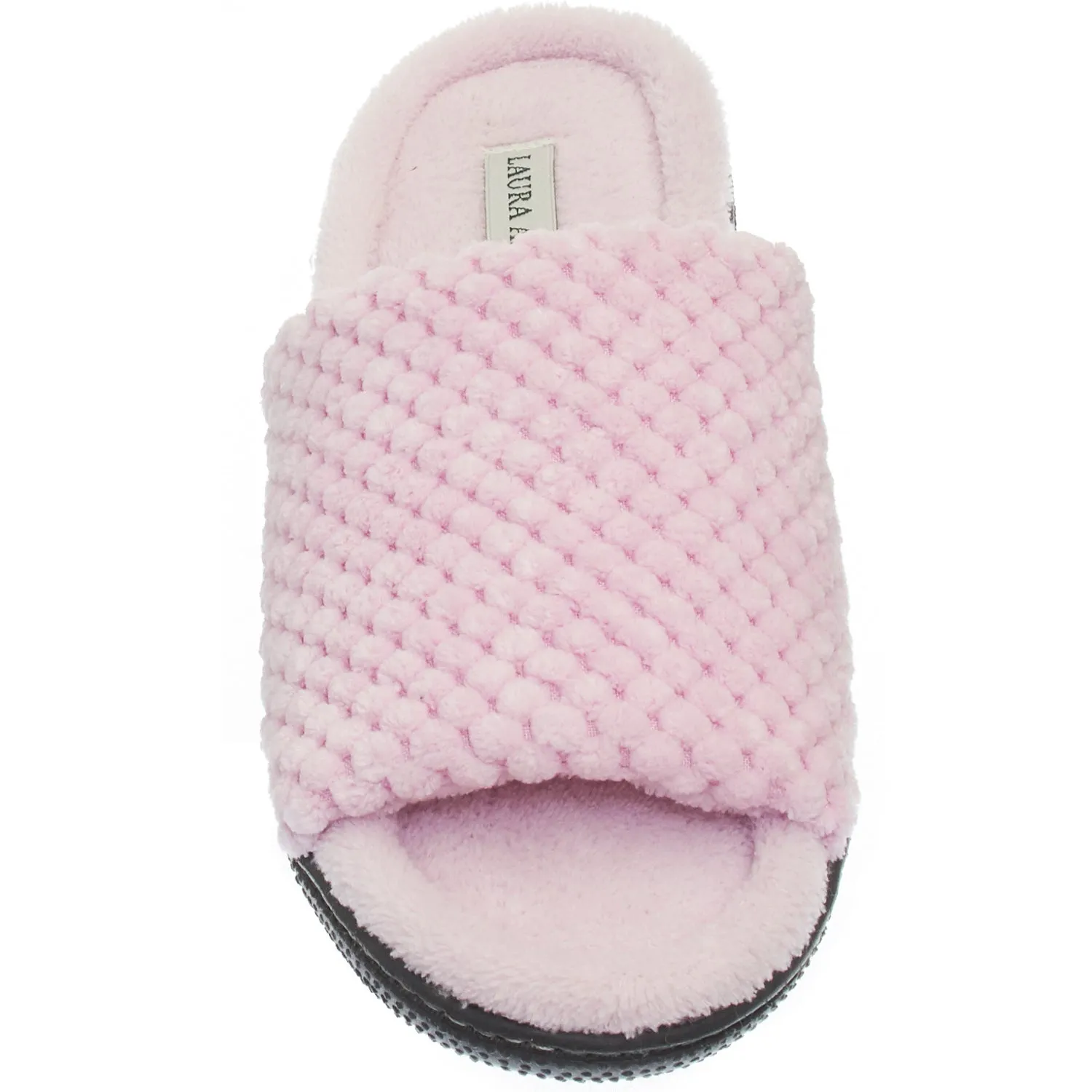 Laura Ashley Womens Ladies Luxury Spa Rugged Memory Foam Open Toe Slippers