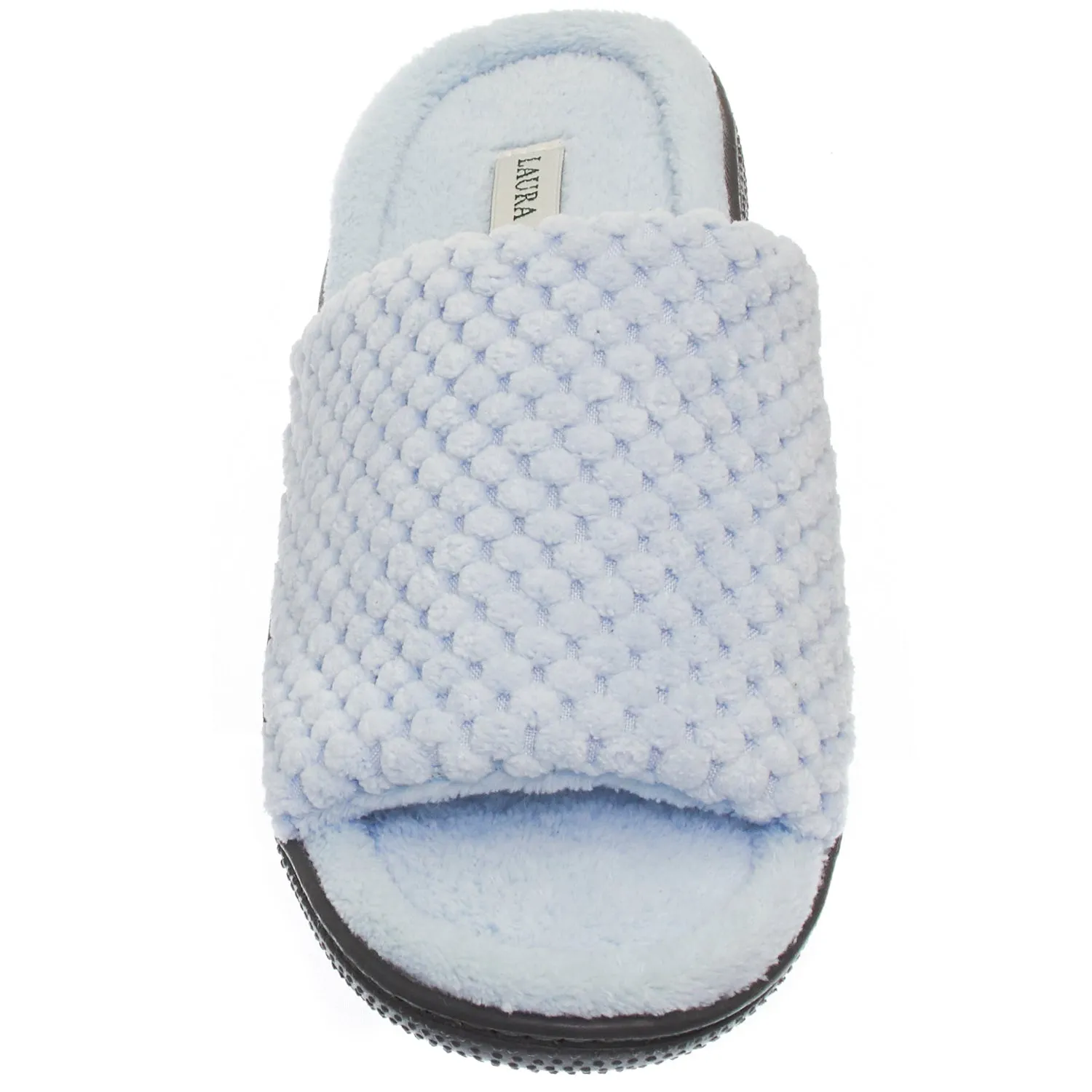 Laura Ashley Womens Ladies Luxury Spa Rugged Memory Foam Open Toe Slippers
