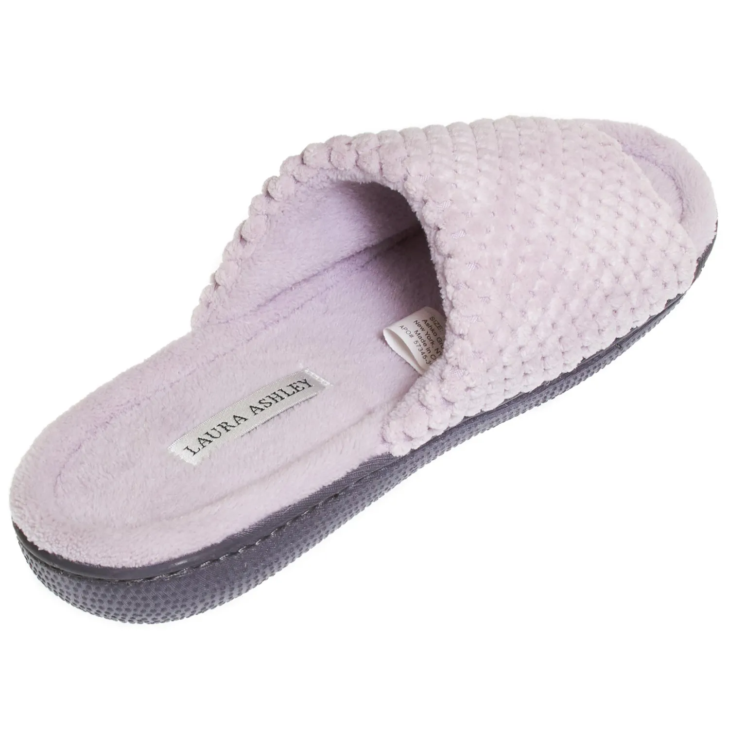 Laura Ashley Womens Ladies Luxury Spa Rugged Memory Foam Open Toe Slippers