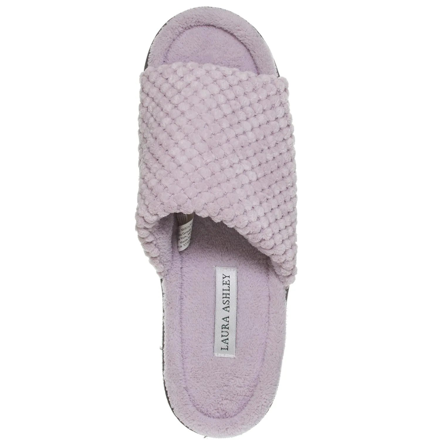 Laura Ashley Womens Ladies Luxury Spa Rugged Memory Foam Open Toe Slippers