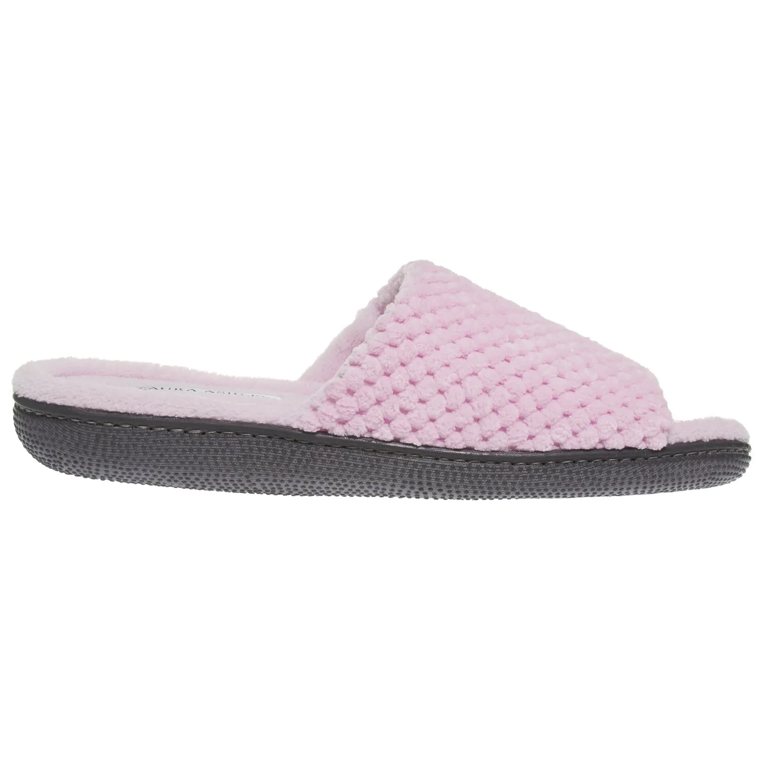 Laura Ashley Womens Ladies Luxury Spa Rugged Memory Foam Open Toe Slippers
