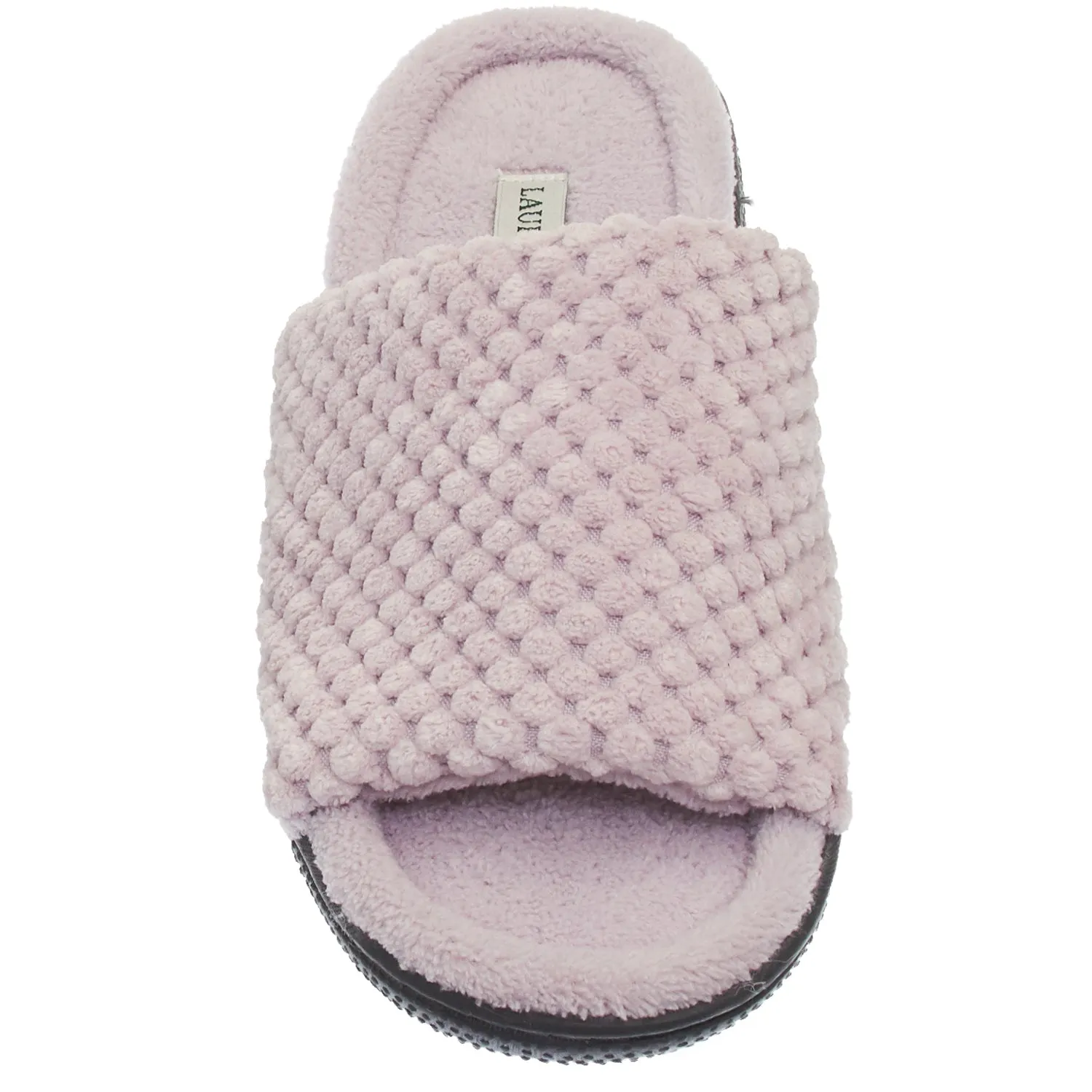 Laura Ashley Womens Ladies Luxury Spa Rugged Memory Foam Open Toe Slippers