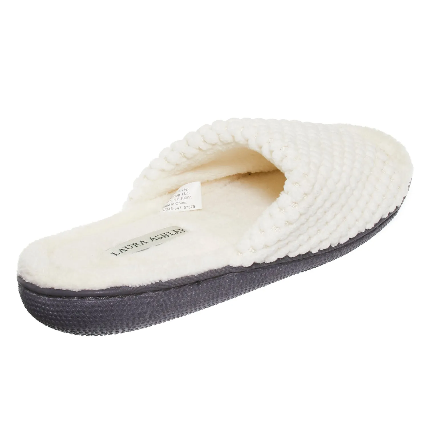 Laura Ashley Womens Ladies Luxury Spa Rugged Memory Foam Open Toe Slippers