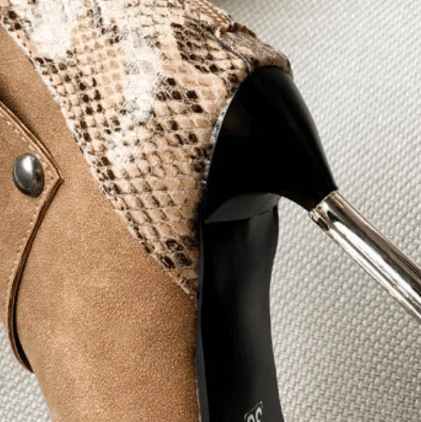 Leather Snakeskin Point Toe Ankle Boots