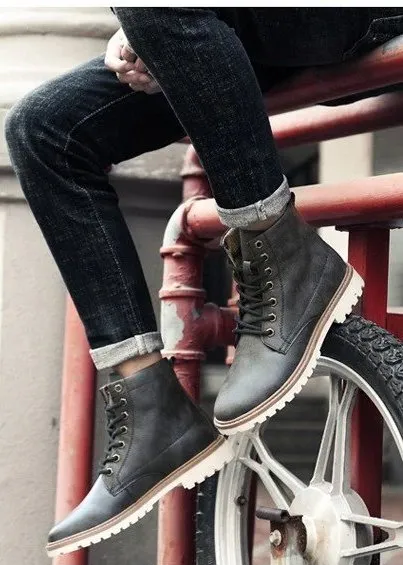 Men's Autumn/Winter Warm PU Leather Ankle Boots