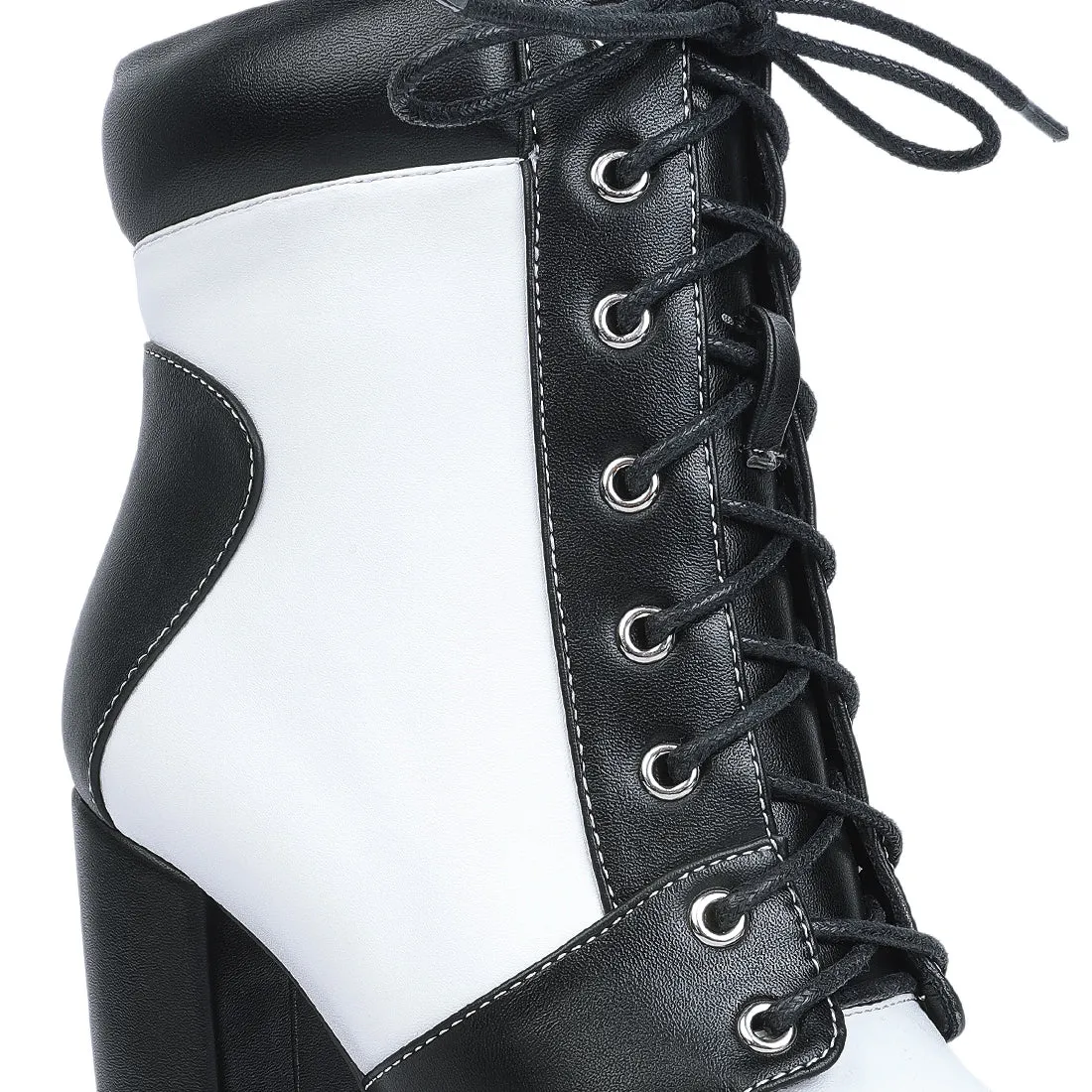 Moos Cow Printed Lace Up Block Heel Boots