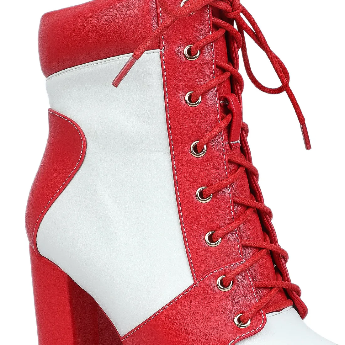 Moos Cow Printed Lace Up Block Heel Boots