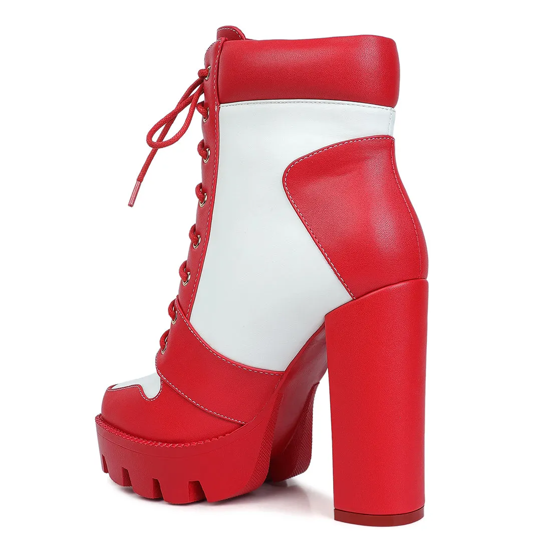 Moos Cow Printed Lace Up Block Heel Boots