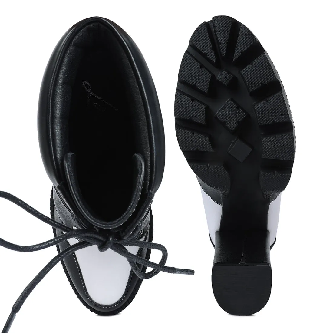 Moos Cow Printed Lace Up Block Heel Boots