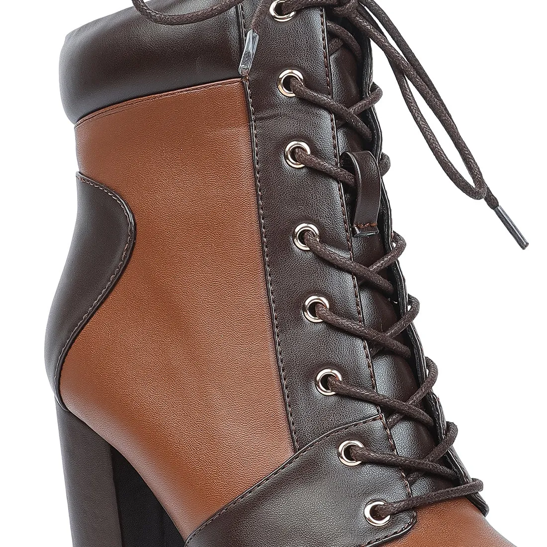 Moos Cow Printed Lace Up Block Heel Boots