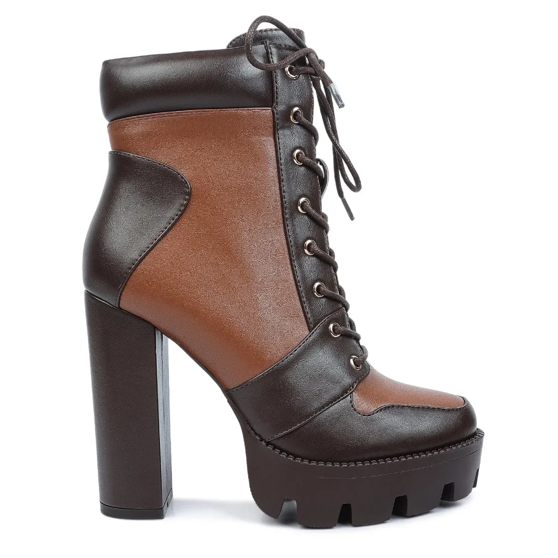 Moos Cow Printed Lace Up Block Heel Boots