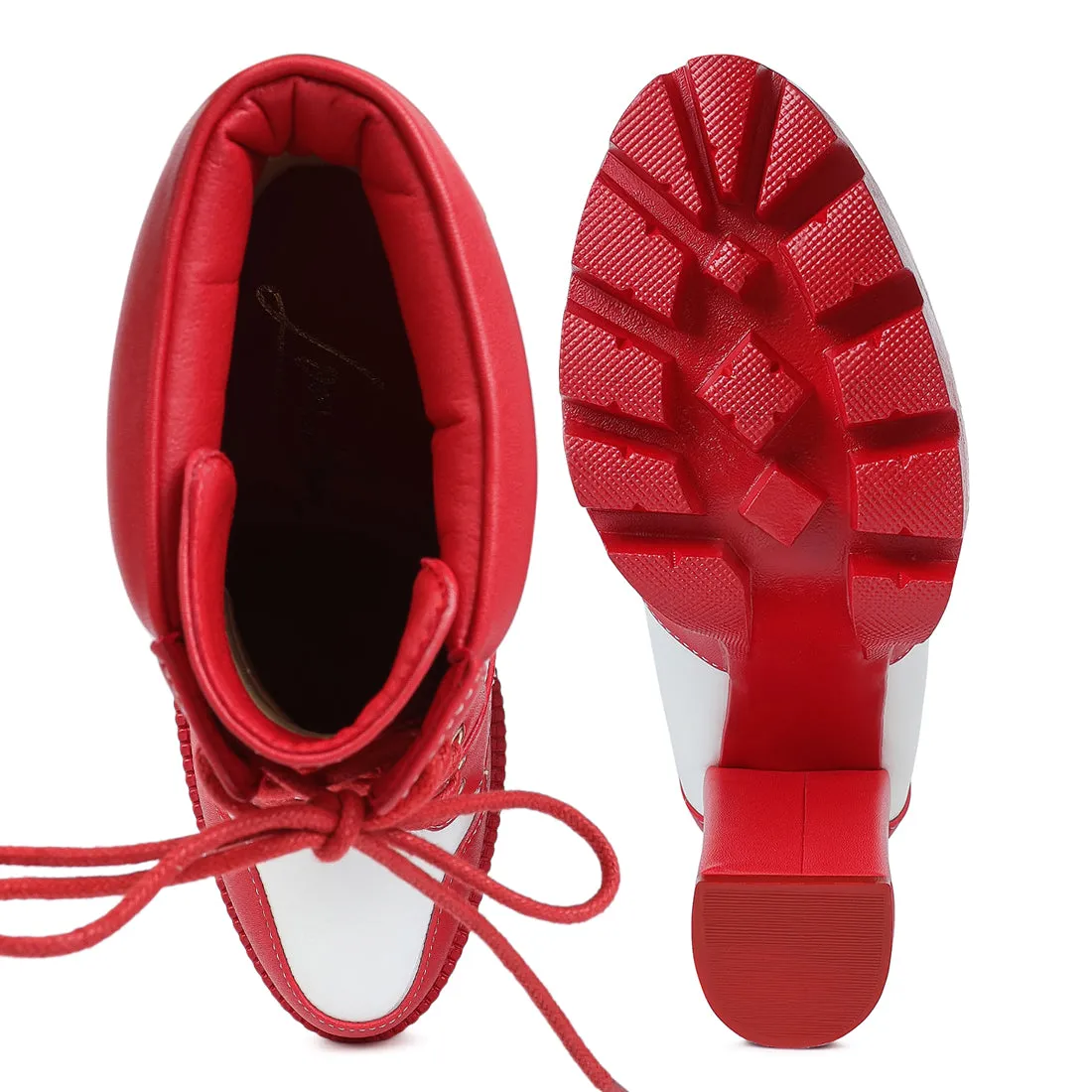 Moos Cow Printed Lace Up Block Heel Boots