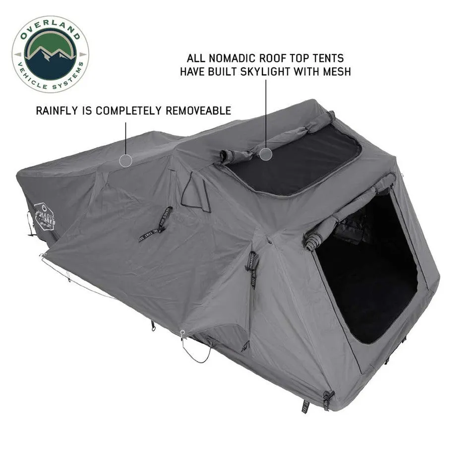 Overland Vehicle Systems HD Nomadic 3 Extended Soft Shell Roof Top Tent - Grey Body & Green Rainfly