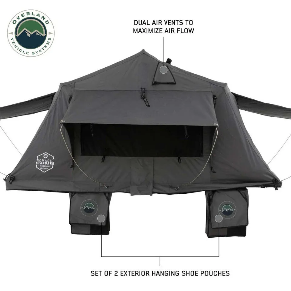 Overland Vehicle Systems HD Nomadic 3 Standard Soft Shell Roof Top Tent - Grey Body & Green Rainfly