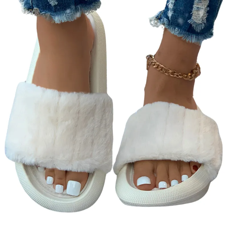 Plush Band Slipper Slides