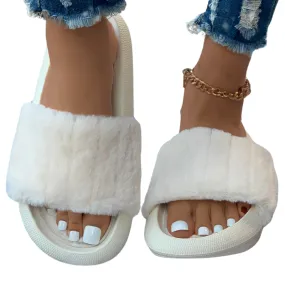 Plush Band Slipper Slides